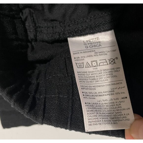 Old Navy Black High-Rise Wide-Leg Comfort Waistband Linen-Blend Pants Petite L - Picture 9 of 13